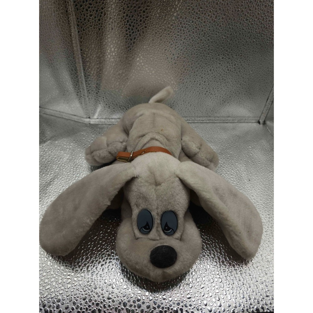 Vintage 1980's Little Lonely Puppies JRL Grey Plush Puppy Dog Toy Stuffed 6 Inch